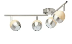 KHG LED-Spot, 4-flammig, mit Holz