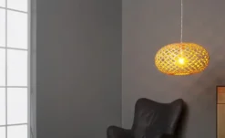 KHG Pendelleuchte, 1-flammig, nickel-matt/ holz