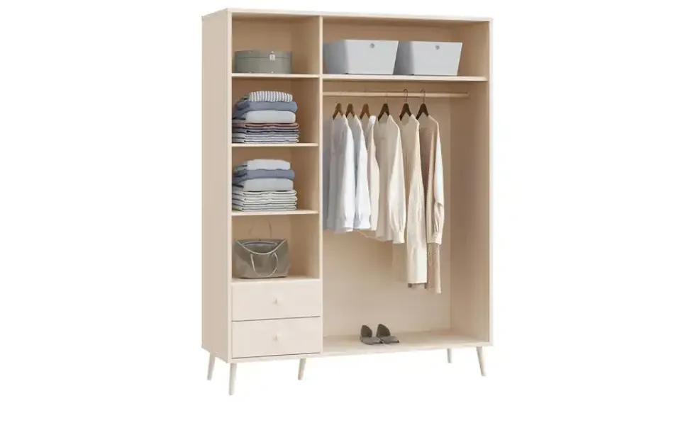 Kleiderschrank 3-türig, Salbeigrün, mit Einlegeböden Hemsby