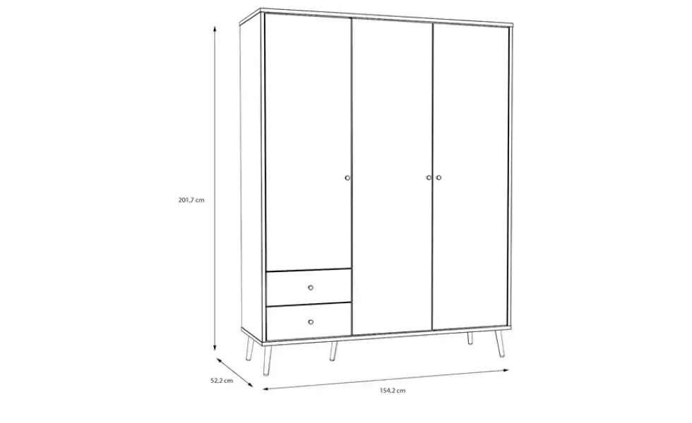 Kleiderschrank 3-türig, Salbeigrün, mit Einlegeböden Hemsby