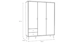 Kleiderschrank 3-türig, Salbeigrün, mit Einlegeböden Hemsby