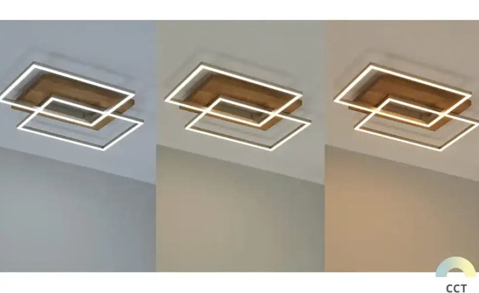 LED-Deckenleuchte, 2-flammig, Eiche natur