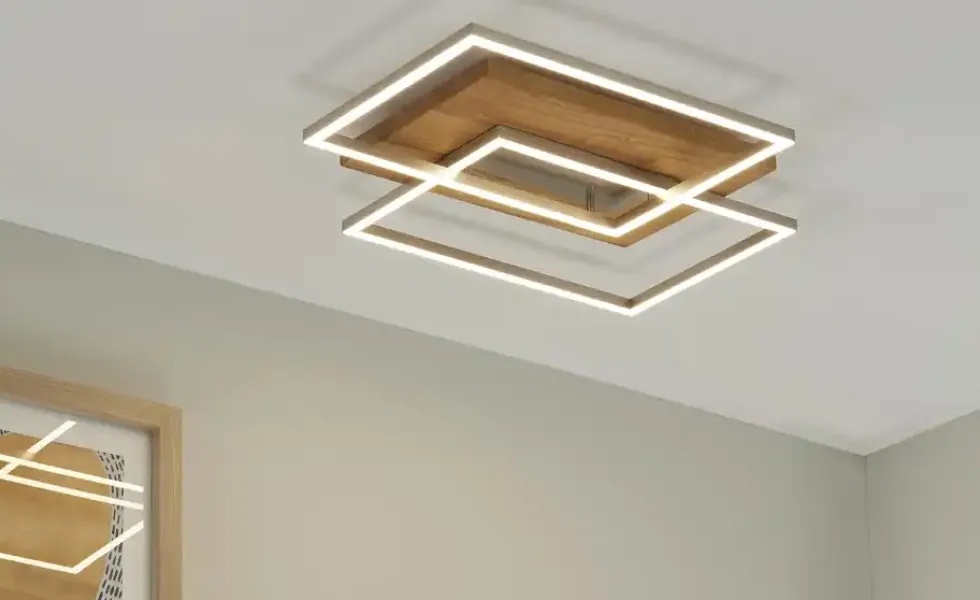 LED-Deckenleuchte, 2-flammig, Eiche natur