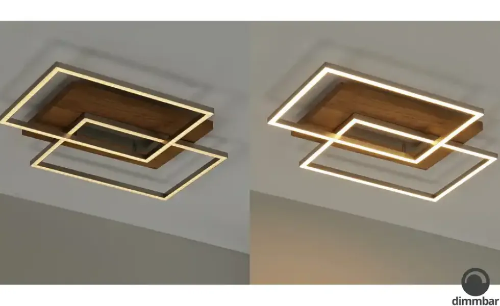 LED-Deckenleuchte, 2-flammig, Eiche natur