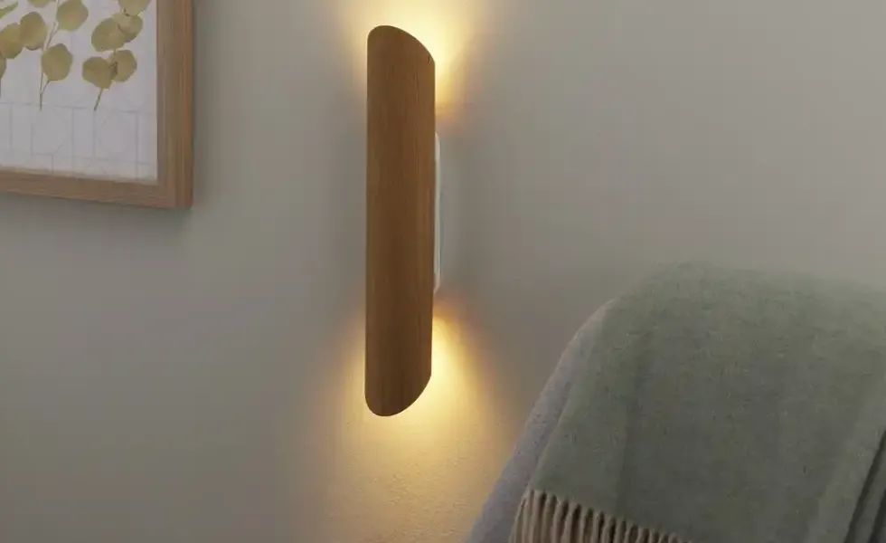 LED-Wandleuchte, 2-flammig, Eiche natur
