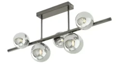 Meisterleuchten Deckenleuchte, 5-flg. schwarzchrom/Rauchglas Hins Black