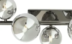 Meisterleuchten Deckenleuchte, 5-flg. schwarzchrom/Rauchglas Hins Black