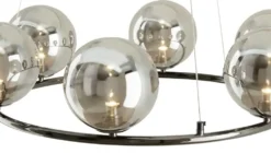 Meisterleuchten LED-Krone 6-flammig, schwarzchrom/Rauchglas Hins Black