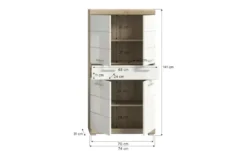 Midischrank SCHLOONSEE, Breite 74cm, 4 Türen, 1 Schubkasten, 4 Fächer, MDF-Front, in verschiedenen Farben erhältlich, Badmöbel, Badschrank, Schrank, Bad Schloonsee