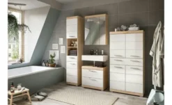 Midischrank SCHLOONSEE, Breite 74cm, 4 Türen, 1 Schubkasten, 4 Fächer, MDF-Front, in verschiedenen Farben erhältlich, Badmöbel, Badschrank, Schrank, Bad Schloonsee