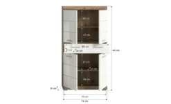 Midischrank WALDSEE, Breite 74cm, 4 Türen, 1 Schubkasten, 4 Fächer, MDF-Front, in verschiedenen Farben erhältlich, Badmöbel, Badschrank, Schrank, Bad Waldsee