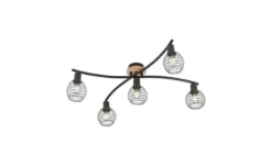 Paul Neuhaus Deckenleuchte, 5-flammig, Holz/Metall