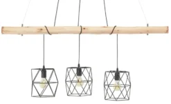 Paul Neuhaus Pendelleuchte, 3-flammig, Holz / Metall Schwarz