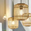 Pendelleuchte, 1-flammig, Holzlamellen Woven