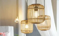 Pendelleuchte, 1-flammig, Holzlamellen Woven