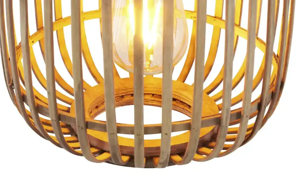 Pendelleuchte, 1-flammig, Holzlamellen Woven