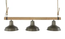 Pendelleuchte, 3-flammig, schwarz/Holz mit Tau Max