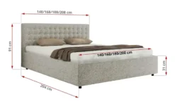 Polsterbett 140x200 Hellgrau mit Bettkasten Pavo Classic