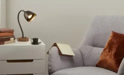 Schreibtischleuchte, 1-flammig, braun
