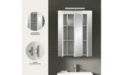Spiegelschrank SCHLOONSEE, Breite 60cm, inkl. Beleuchtung, 3 Spiegeltüren, 9 Fächer in verschiedenen Farben erhältlich, Badmöbel, Spiegel, Badschrank, Bad Schloonsee