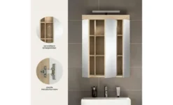 Spiegelschrank SCHLOONSEE, Breite 60cm, inkl. Beleuchtung, 3 Spiegeltüren, 9 Fächer in verschiedenen Farben erhältlich, Badmöbel, Spiegel, Badschrank, Bad Schloonsee