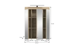 Spiegelschrank SCHLOONSEE, Breite 60cm, inkl. Beleuchtung, 3 Spiegeltüren, 9 Fächer in verschiedenen Farben erhältlich, Badmöbel, Spiegel, Badschrank, Bad Schloonsee