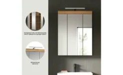 Spiegelschrank SCHLOONSEE, Breite 60cm, inkl. Beleuchtung, 3 Spiegeltüren, 9 Fächer in verschiedenen Farben erhältlich, Badmöbel, Spiegel, Badschrank, Bad Schloonsee
