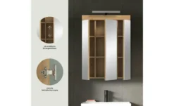Spiegelschrank SCHLOONSEE, Breite 60cm, inkl. Beleuchtung, 3 Spiegeltüren, 9 Fächer in verschiedenen Farben erhältlich, Badmöbel, Spiegel, Badschrank, Bad Schloonsee