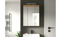 Spiegelschrank SCHLOONSEE, Breite 60cm, inkl. Beleuchtung, 3 Spiegeltüren, 9 Fächer in verschiedenen Farben erhältlich, Badmöbel, Spiegel, Badschrank, Bad Schloonsee