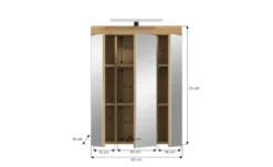 Spiegelschrank SCHLOONSEE, Breite 60cm, inkl. Beleuchtung, 3 Spiegeltüren, 9 Fächer in verschiedenen Farben erhältlich, Badmöbel, Spiegel, Badschrank, Bad Schloonsee