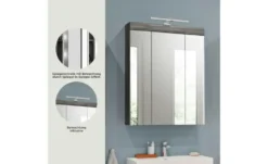 Spiegelschrank SCHLOONSEE, Breite 60cm, inkl. Beleuchtung, 3 Spiegeltüren, 9 Fächer in verschiedenen Farben erhältlich, Badmöbel, Spiegel, Badschrank, Bad Schloonsee