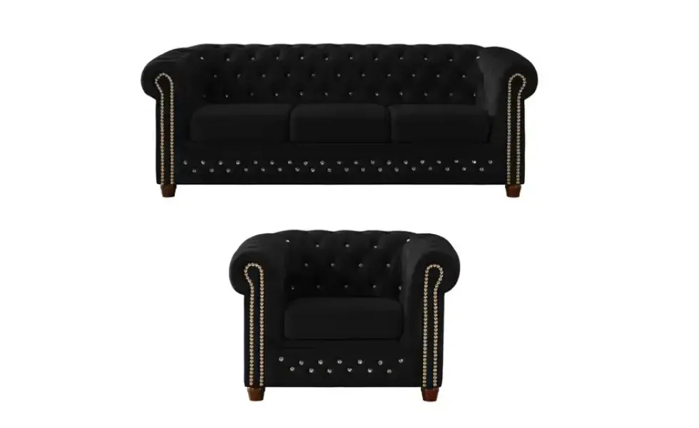 S-STYLE Chesterfield Polestergarnitur 3+1 Cleo Blink