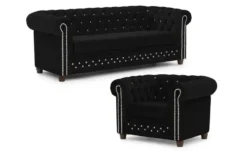 S-STYLE Chesterfield Polestergarnitur 3+1 Cleo Blink