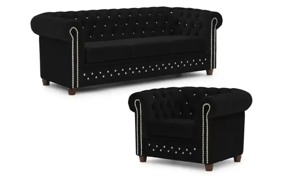 S-STYLE Chesterfield Polestergarnitur 3+1 Cleo Blink