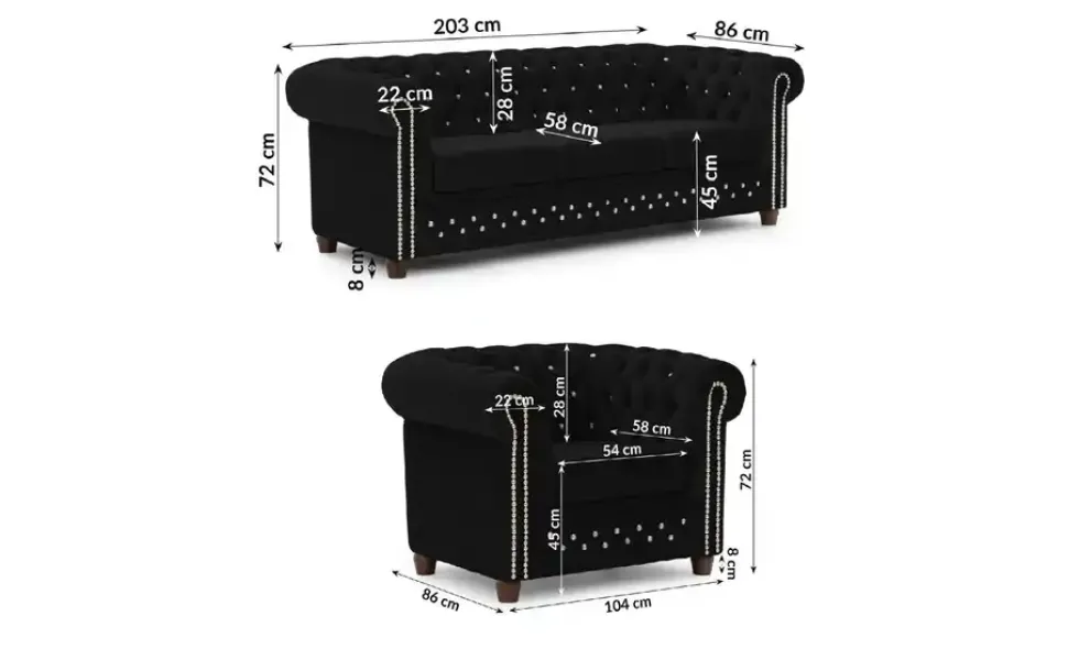 S-STYLE Chesterfield Polestergarnitur 3+1 Cleo Blink