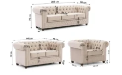 S-STYLE Chesterfield Polstergarnitur 3+2+1 Cleo Blink