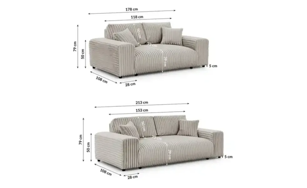 S-STYLE Polstergarnitur 2er-Set Mollis