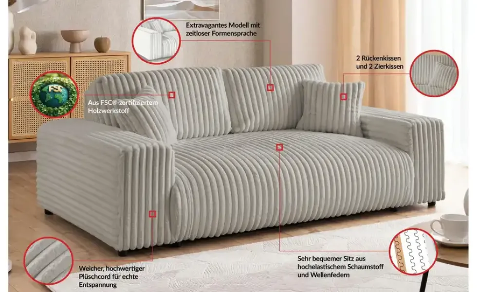 S-STYLE Polstergarnitur 2er-Set Mollis