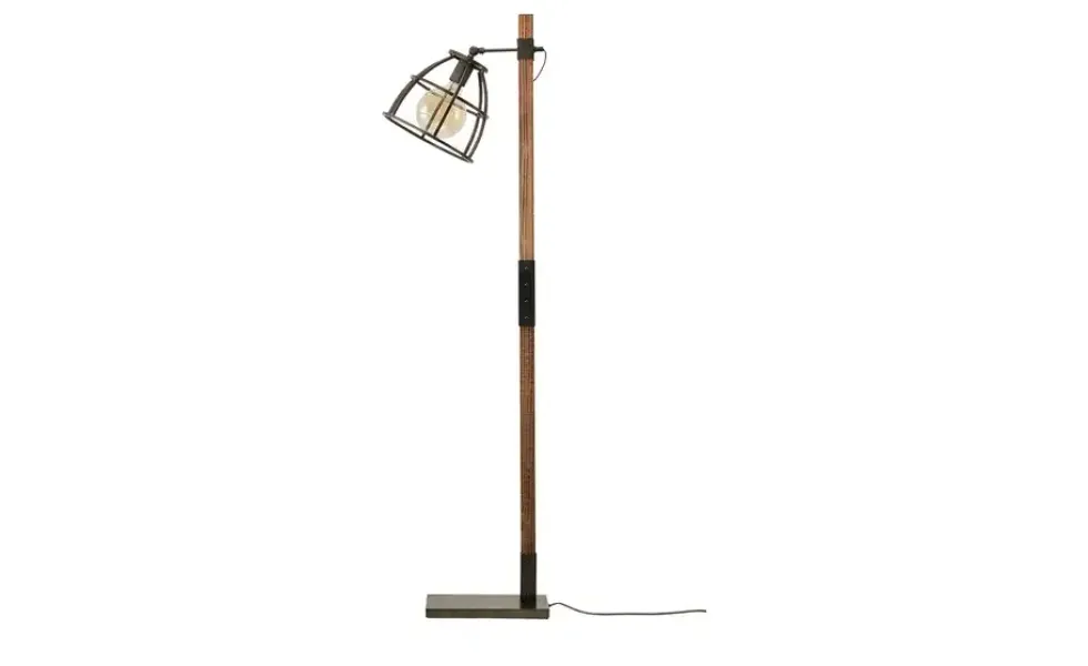 Stehleuchte, 1-flammig, Holz/ Metall schwarz Frame