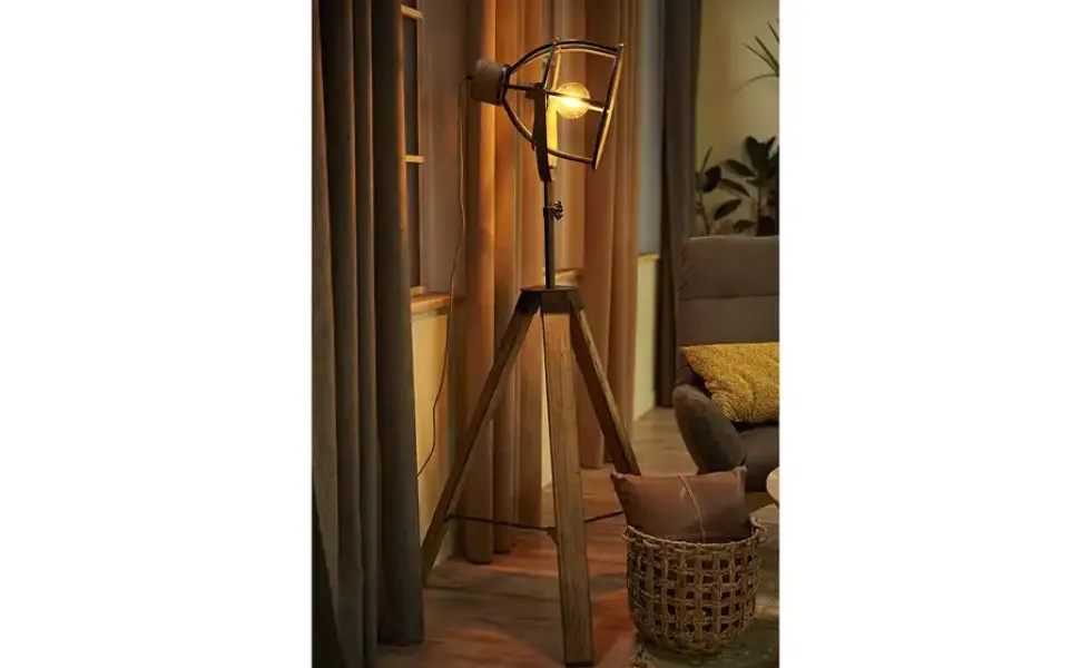 Stehleuchte, 1-flammig, Holz/Metall