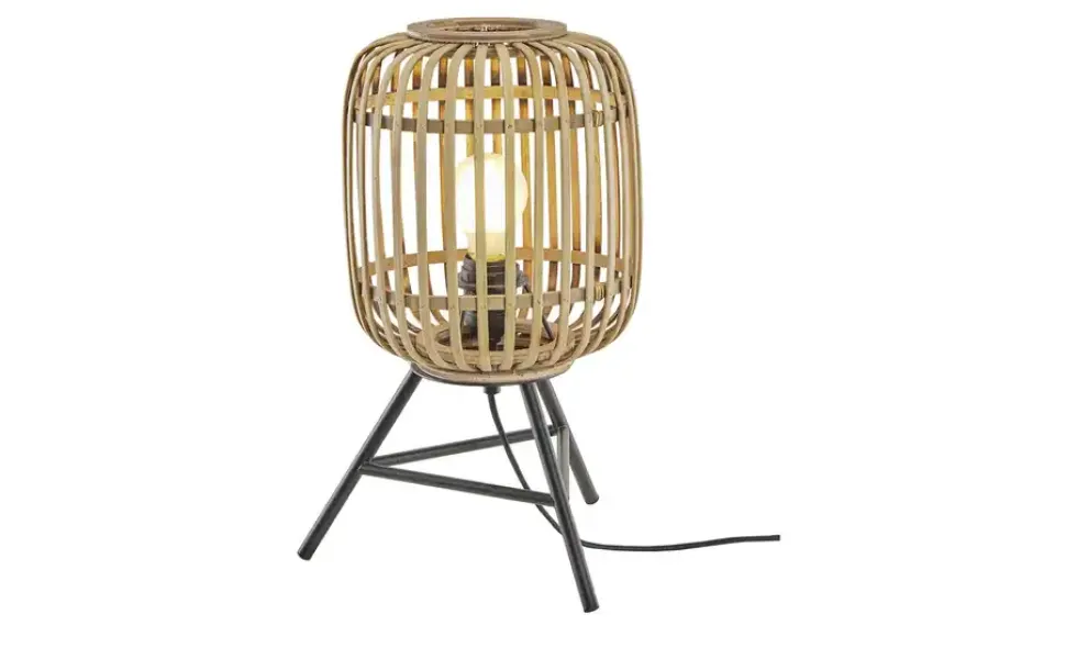 Tischleuchte, 1-flammig, Bambusschirm Woven