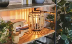 Tischleuchte, 1-flammig, Holzlamellen Woven