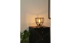 Tischleuchte, 1-flammig, Metallkorb schwarz