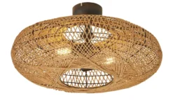 Trio Deckenleuchte, 2-flammig, Schirm aus Sisal