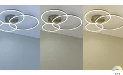 Trio LED Deckenleuchte, Nickel 3 Ringe