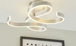Trio LED-Deckenleuchte, 1-flammig, alufarben, geschwungen
