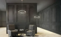 Trio LED-Pendelleuchte messing matt, geschwungen Charivari