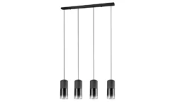 Trio Pendelleuchte, 4-flammig, Rauchglas schwarz