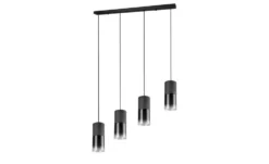 Trio Pendelleuchte, 4-flammig, Rauchglas schwarz
