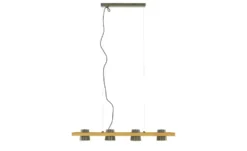 Trio Pendelleuchte, 4-flammig, Nickel antik mit Pinienholz Bell